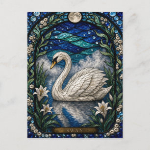 Postal Vidrio de Iglesia, Cisne, Lirio Blanco