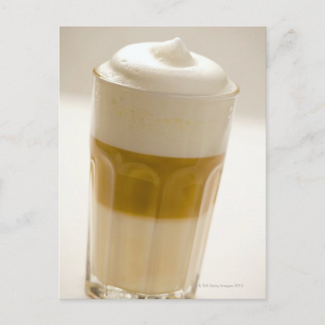 Postal Vidrio de latte macchiato, cerrar (Anverso)