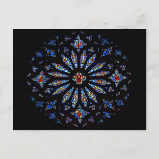 Postal Vidrio manchado colorido de la iglesia (Anverso)