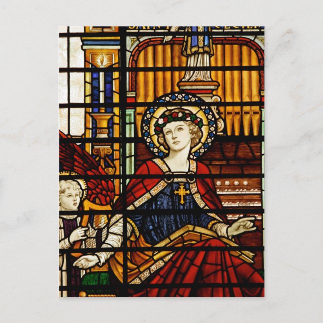 Postal Vidrio Manchado de Santa Cecilia (Anverso)