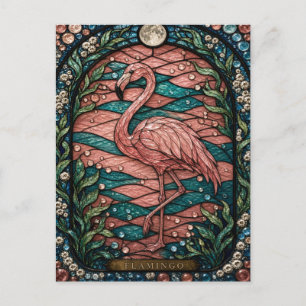 Postal Vidrio Pintado Illumina Laguna Rosa Flamenco
