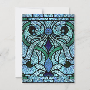 Postal Vidrio pintado victoriano en azul intenso