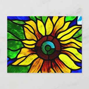 Postal Vidrio Rústico Con Aspecto De País Girasol