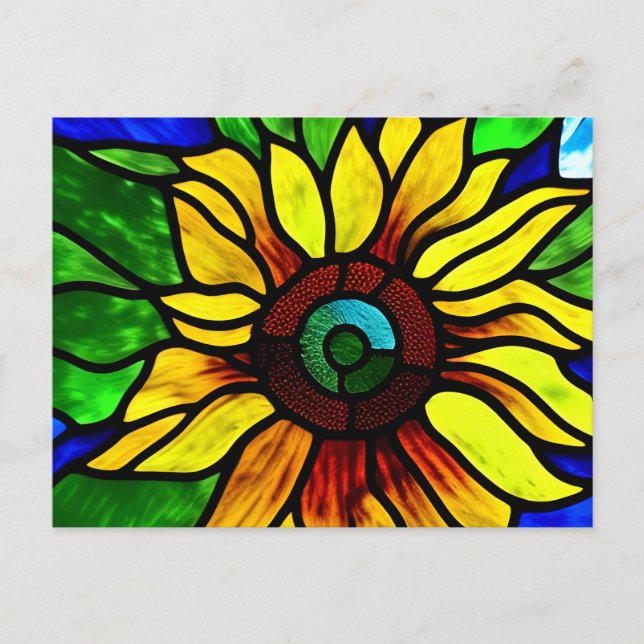 Postal Vidrio Rústico Con Aspecto De País Girasol (Anverso)