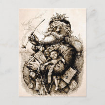 Postal vieja alegre de Papá Noel