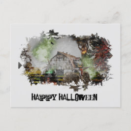Postal *~* VIEJA BARN SPOOKY BARN GHOST HALLOWEEN Postcar