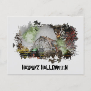 Postal *~* VIEJA BARN SPOOKY BARN GHOST HALLOWEEN Postcar