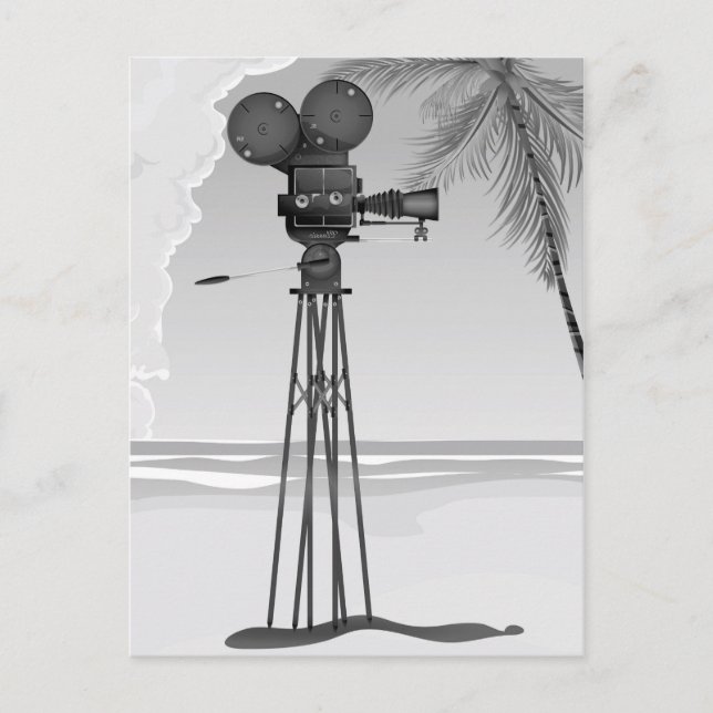 Postal Vieja cámara de cine vintage. (Anverso)
