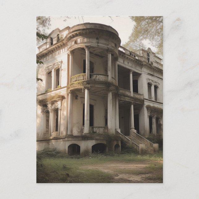 Postal Vieja Casa Blanca Abandonada (Anverso)