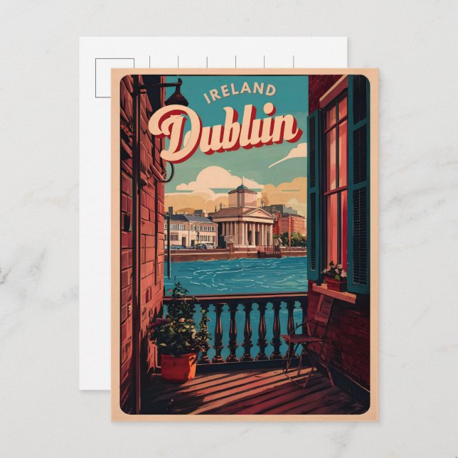 Postal Vieja ciudad de Dublín, regalos de viaje de la rep (Anverso / Reverso)