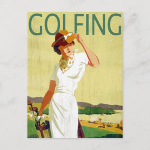 Postal Vieja dama Golfer Golfer Golfing Postcard