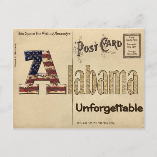 Postal vieja de Alabama (Anverso)