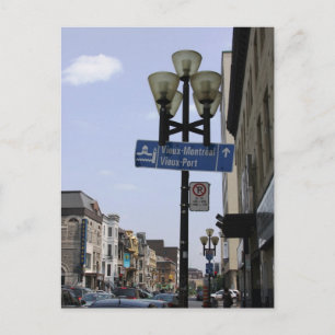 Postal vieja de la placa de calle de Montreal
