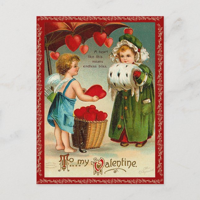 Postal vieja de la tarjeta del día de San Valentín (Anverso)