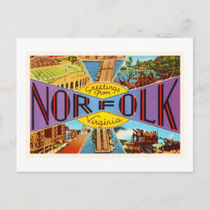 Postal vieja del viaje del vintage de Norfolk