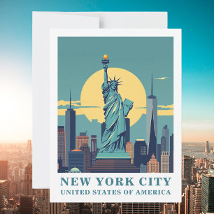 Postal Vieja estatua de viajes por la libertad en Nueva Y