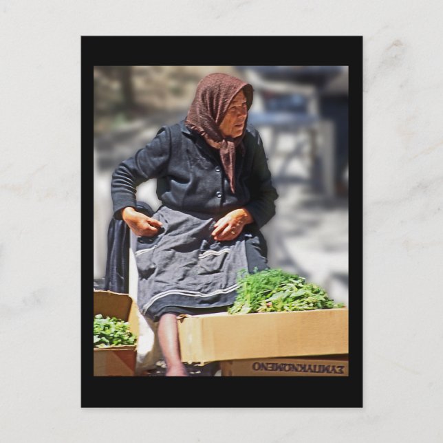 Postal Vieja griega vestida de manera tradicional (2) (Anverso)