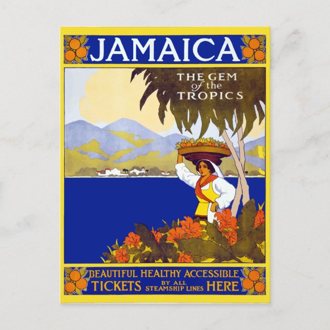 Postal Vieja Jamaica Gem of the Tropics Travel (Anverso)