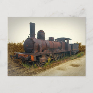 Postal Vieja locomotora de vapor en Portugal