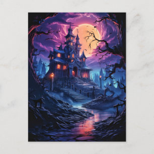 Postal Vieja mansión siniestra después de oscuro feliz Ha