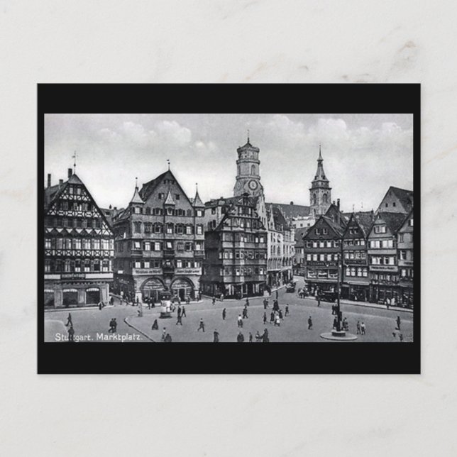 Postal vieja - Marktplatz, Stuttgart (Anverso)