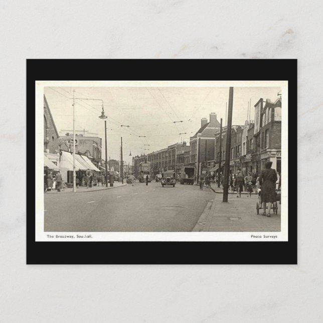 Postal Vieja postal, Broadway, Southall (Anverso)