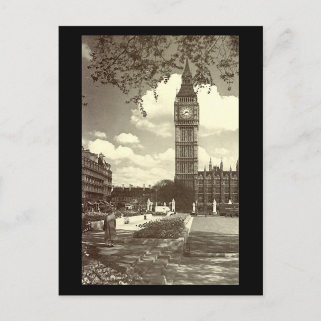 Postal Vieja postal, Londres, Big Ben (Anverso)