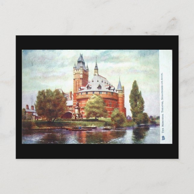 Postal Vieja postal, Stratford-upon-Avon, viejo teatro (Anverso)