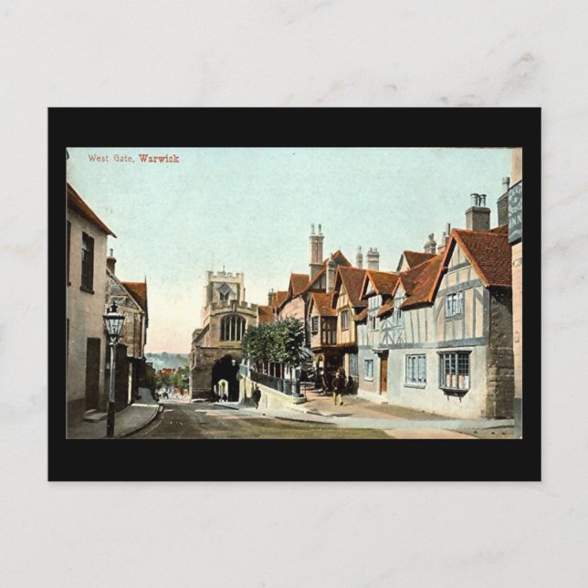 Postal Vieja postal, Warwick, Puerta Oeste en 1905 (Anverso)