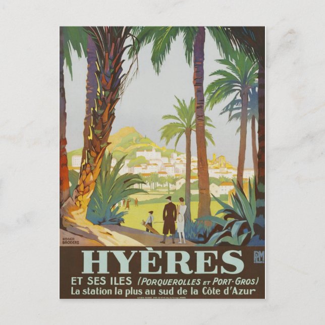 Postal Vieja Riviera Francesa 1925 - Hyeres (Anverso)