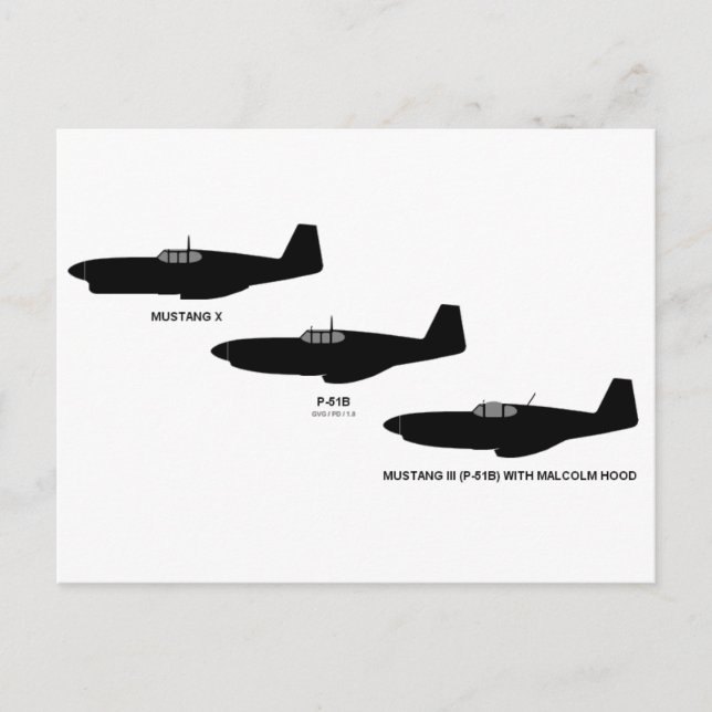 Postal Vieja Segunda Guerra Mundial Norteamérica P-51 Mus (Anverso)