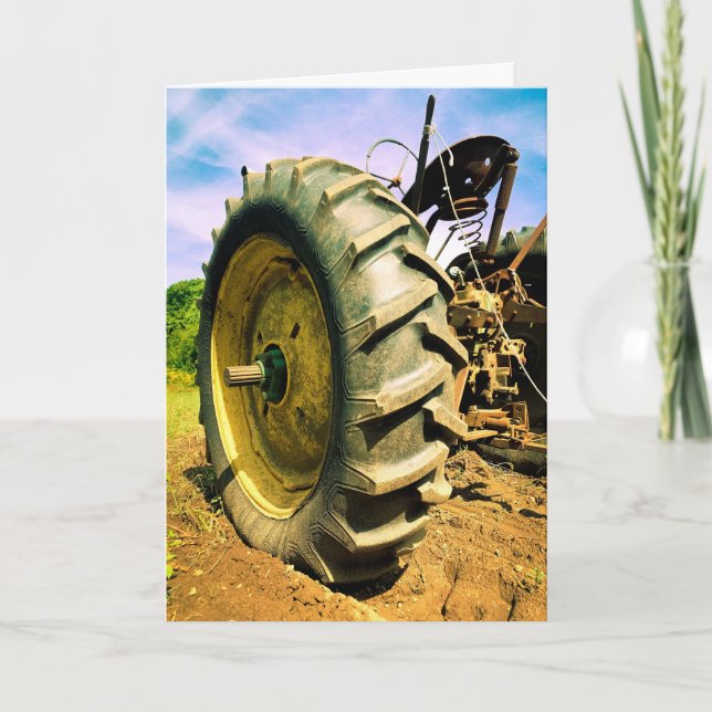 Postal vieja, trabajadora, verde del tractor (Anverso)