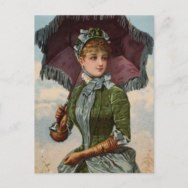 Postal Vieja Victoria con Parasol (Anverso)