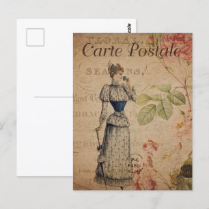 Postal Vieja victoriana con Parasol
