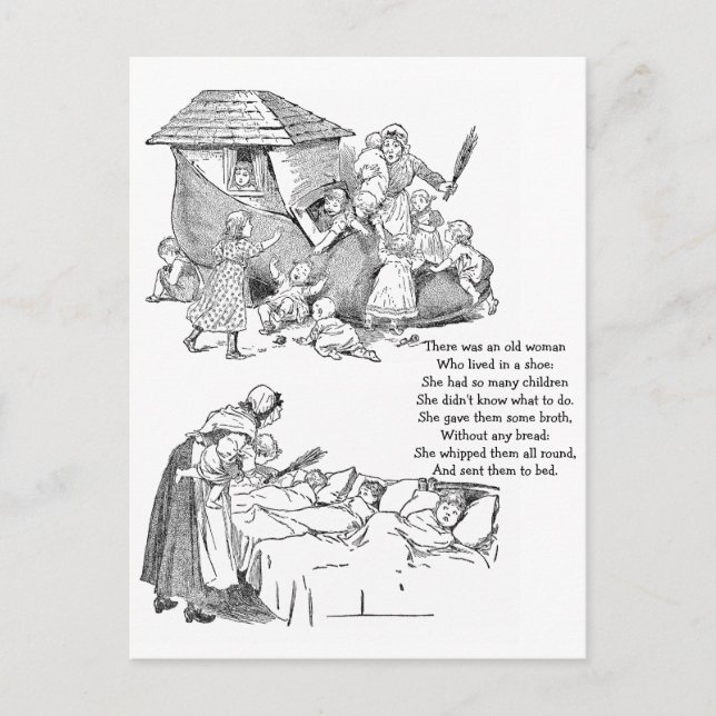 Postal Vieja viviendo en rhyme de jarra de zapatos (Anverso)