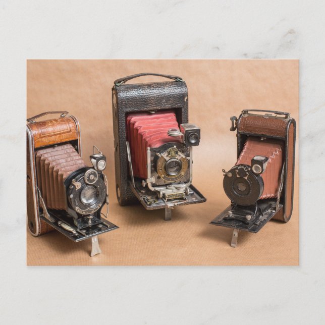 Postal Viejas cámaras antiguas nostalgia fotográfica (Anverso)