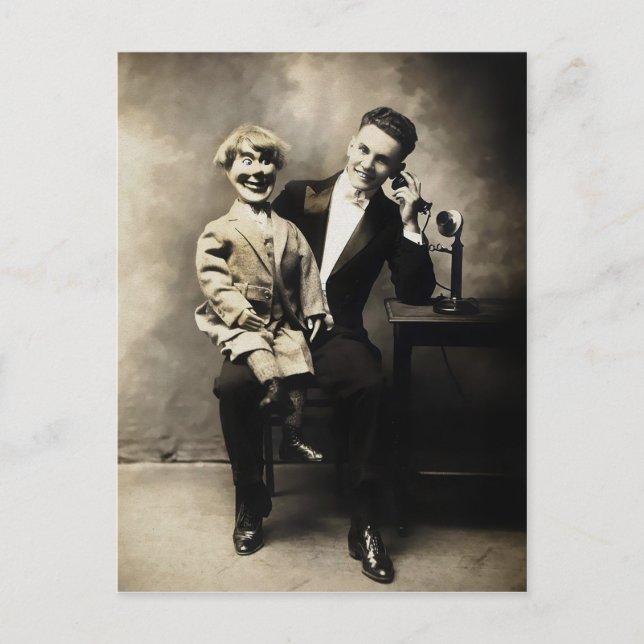 Postal Viejo asuste Ventriloquista Dummy Postcard (Anverso)