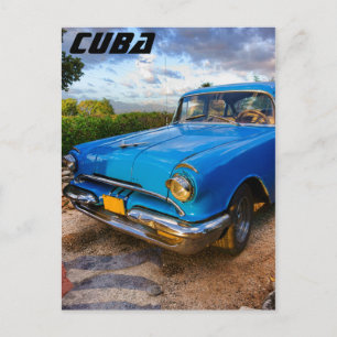 Postal Viejo auto clásico americano en Trinidad, Cuba