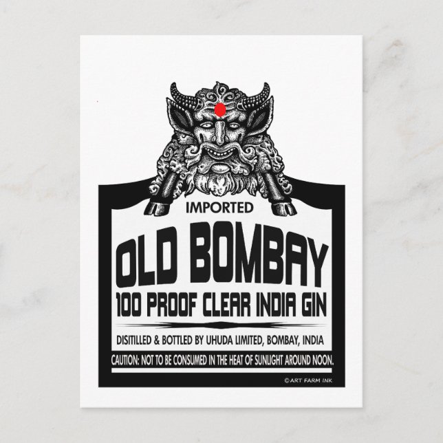 Postal Viejo Bombay Gin (Anverso)