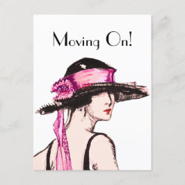 Postal Viejo Chica de Flapper de 1920 mudándose a casa co