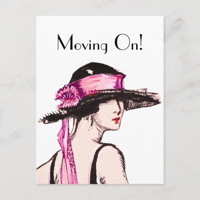 Postal Viejo Chica de Flapper de 1920 mudándose a casa co (Anverso)