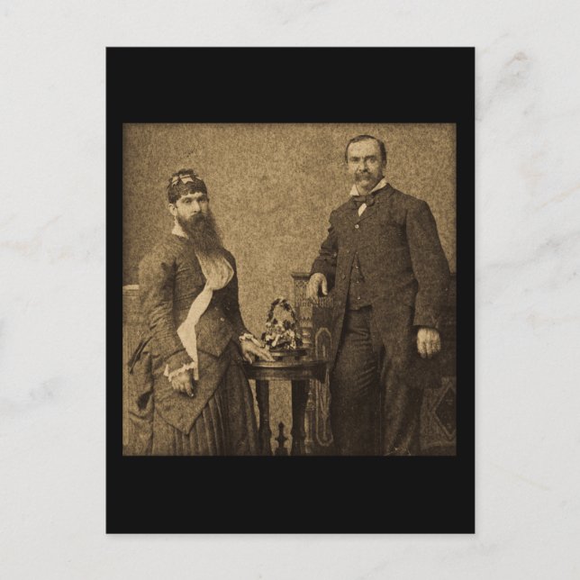 Postal Viejo Circo Freak Dama de la Barba (Anverso)