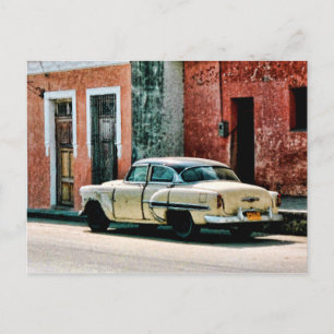 Postal Viejo coche clásico en Cuba