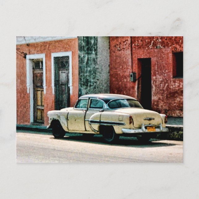 Postal Viejo coche clásico en Cuba (Anverso)