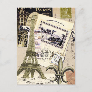 Postal Viejo Collage de París...postal