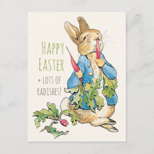 Postal Viejo conejito de Pascua en rábanos CC110
