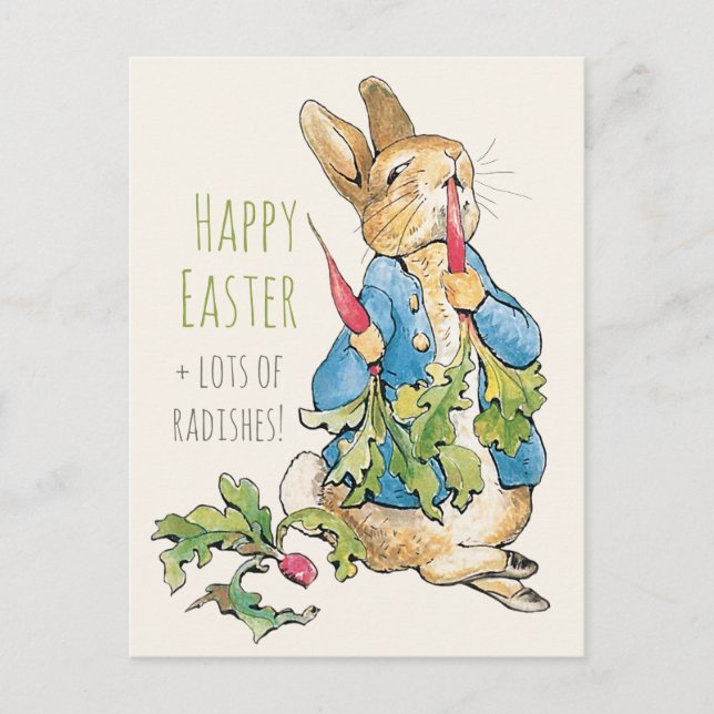 Postal Viejo conejito de Pascua en rábanos CC110 (Anverso)