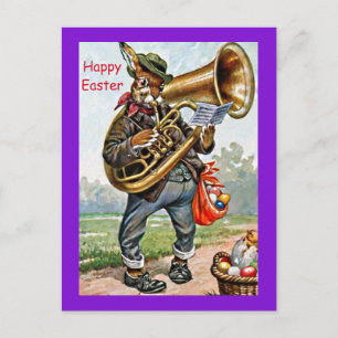 Postal Viejo conejo de Pascua y Belleza Francesa del Cuer