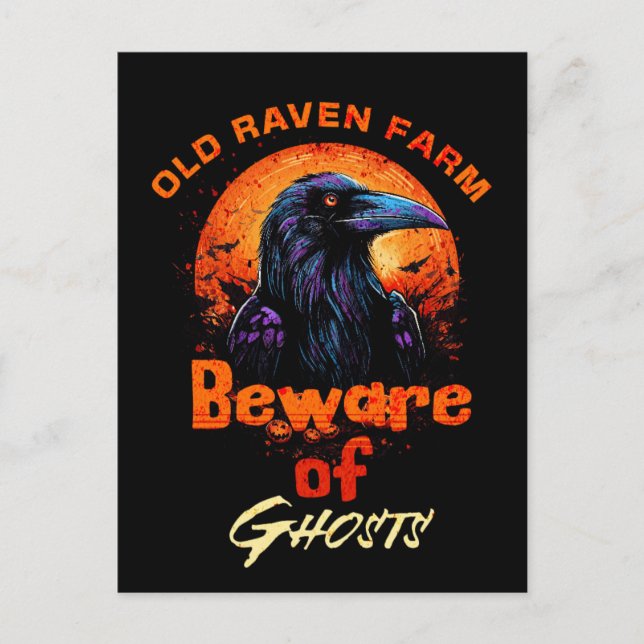 Postal Viejo Cuervo Halloween espeluznante (Anverso)