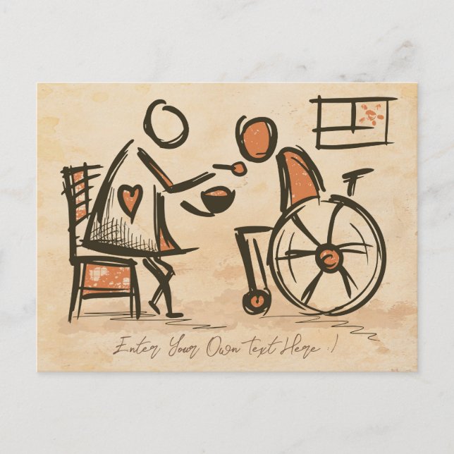 Postal Viejo cuidador de moda, asistente de Enfermería (Anverso)